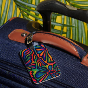 Abstract Floral Psychedelic - Groovy 70s Luggage Tag