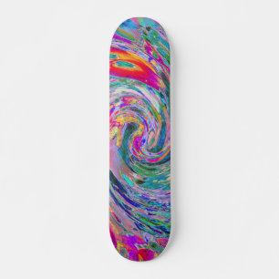 Abstract Floral Psychedelic Rainbow Waves of Color Skateboard