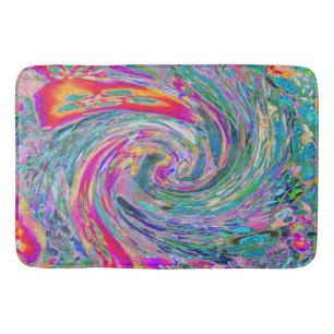 Abstract Floral Psychedelic Rainbow Waves of Colou Bath Mat