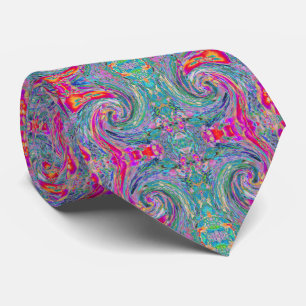 Abstract Floral Psychedelic Rainbow Waves of Colou Tie