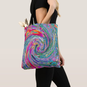 Abstract Floral Psychedelic Rainbow Waves of Colou Tote Bag