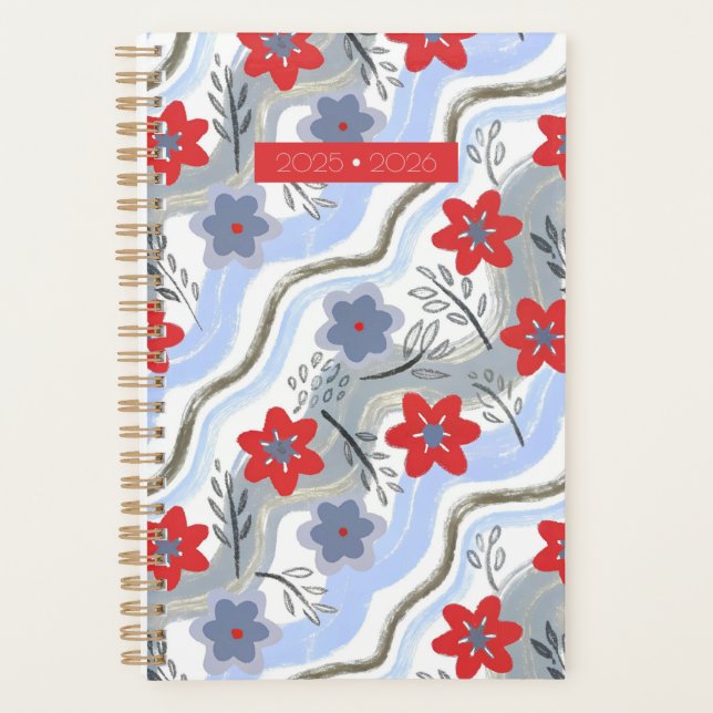 Abstract Floral Retro Swirls Planner (Front)
