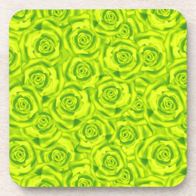 Abstract floral roses pattern beverage coaster (Front)