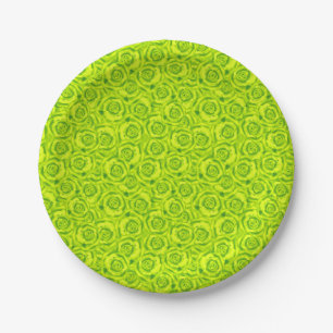 Abstract floral roses pattern paper plate