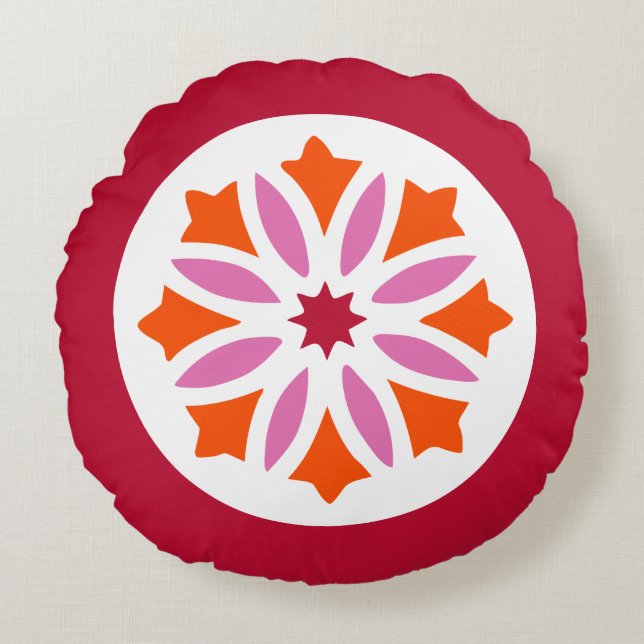 Abstract Floral Round Cushion (Front)