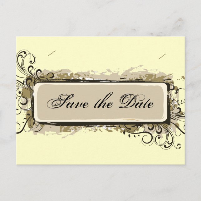Abstract Floral Save the Date Announcement Postcard (Front)