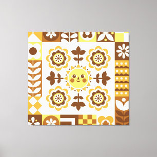 Abstract floral: Scandinavian folk card. Canvas Print