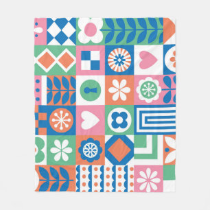 Abstract Floral: Scandinavian Folk Design. Fleece Blanket