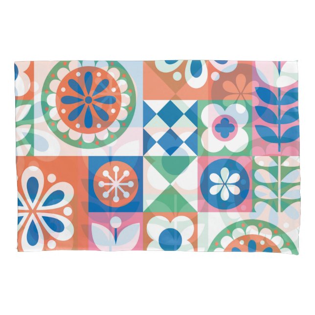 Abstract Floral, Scandinavian Folk Design. Pillowcase (Front)