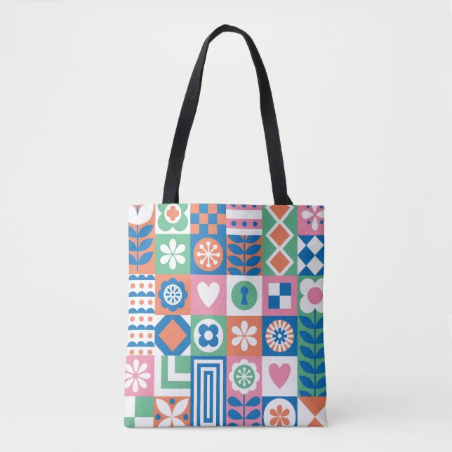 Abstract Floral: Scandinavian Folk Design. Tote Bag (Front)