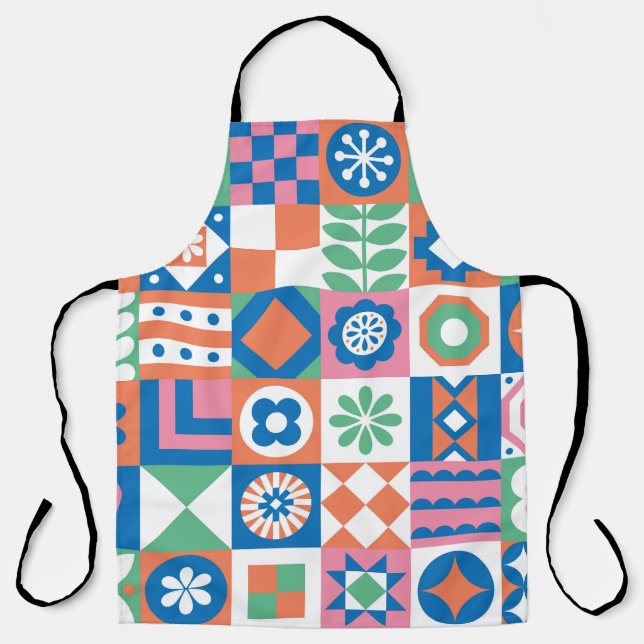 Abstract Floral Scandinavian Folk Pattern Apron (Front)
