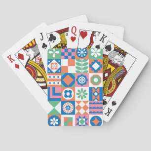 Abstract Floral Scandinavian Folk Pattern Playing Cards
