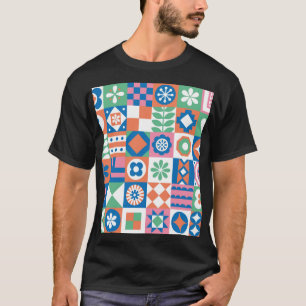 Abstract Floral Scandinavian Folk Pattern T-Shirt
