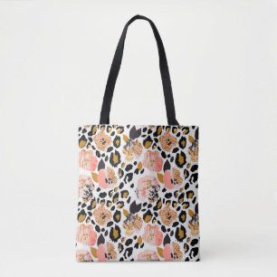 Abstract floral seamless pattern: flowers with zeb tote bag