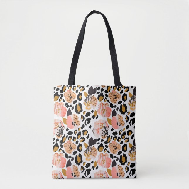 Abstract floral seamless pattern: flowers with zeb tote bag (Front)