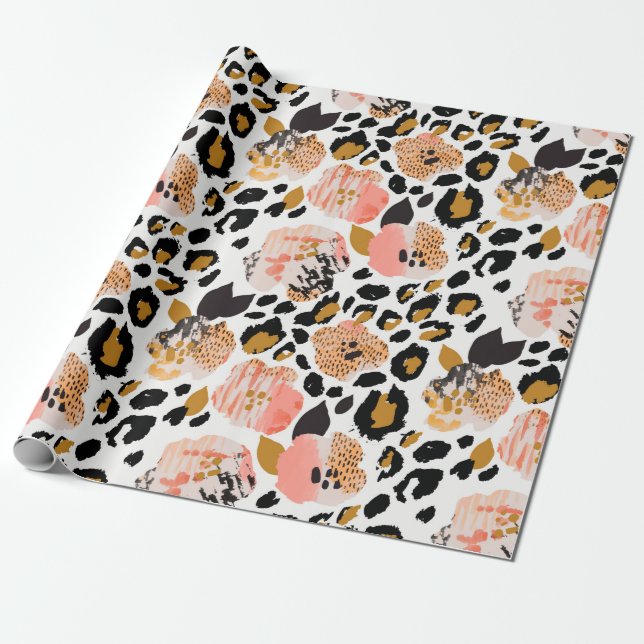 Abstract floral seamless pattern: flowers with zeb wrapping paper (Unrolled)