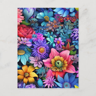 Abstract Floral Seamless Pattern Holiday Postcard