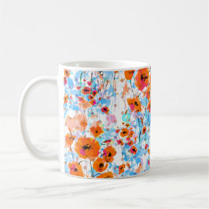 Abstract floral seamless pattern painted by brush coffee mug