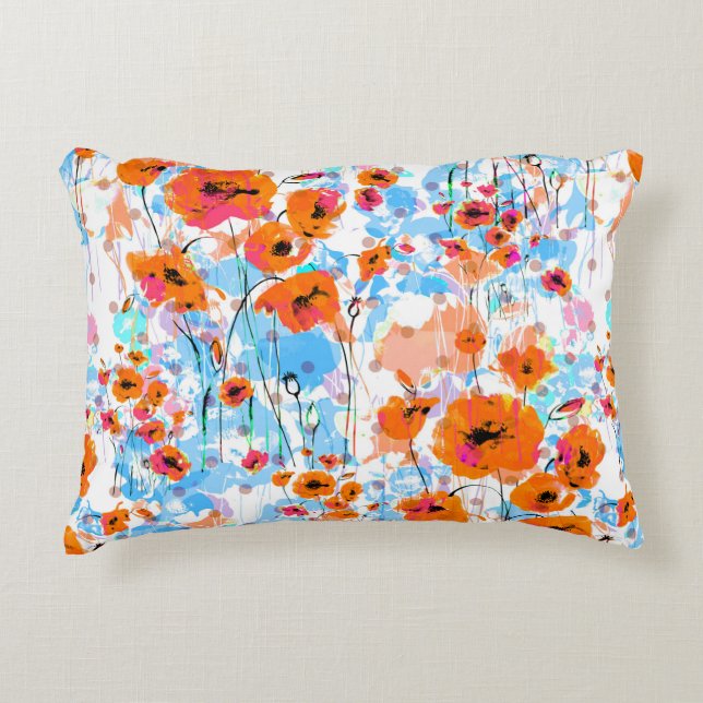 Abstract floral seamless pattern painted by brush  decorative cushion (Front)