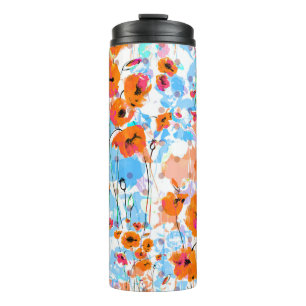 Abstract floral seamless pattern painted by brush thermal tumbler