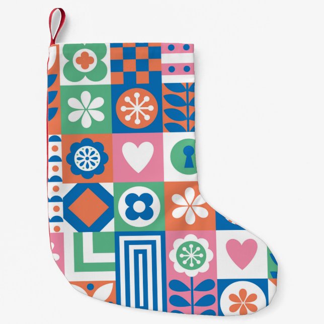 Abstract floral seamless pattern. Scandinavian and Small Christmas Stocking (Front)