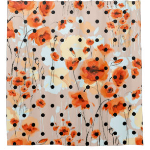Abstract floral seamless pattern with field poppie shower curtain