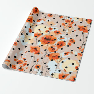 Abstract floral seamless pattern with field poppie wrapping paper