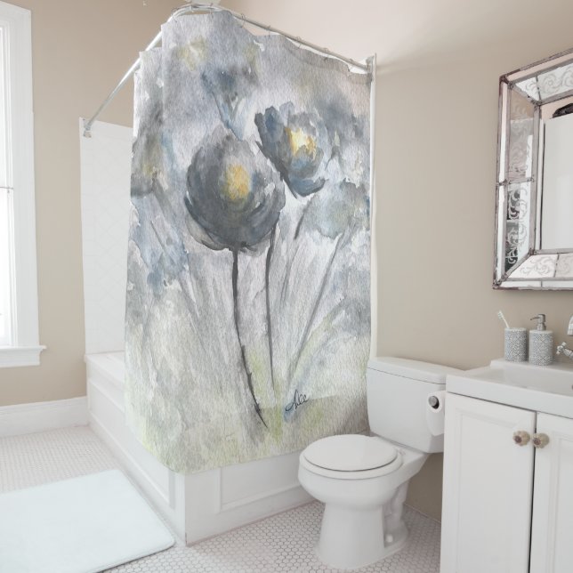Abstract Floral Shower Curtain (In Situ)