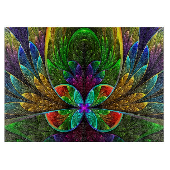 Abstract Floral Stained Glass Pattern Cutting Board (Front)