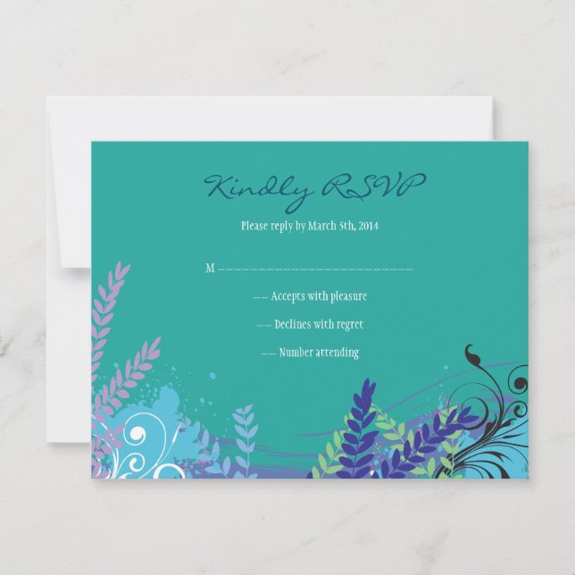 ABSTRACT FLORAL STAR Bat Mitzvah Reply RSVP Card (Front)