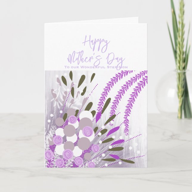 Abstract Floral Step-Mum Mother's Day Card (Front)