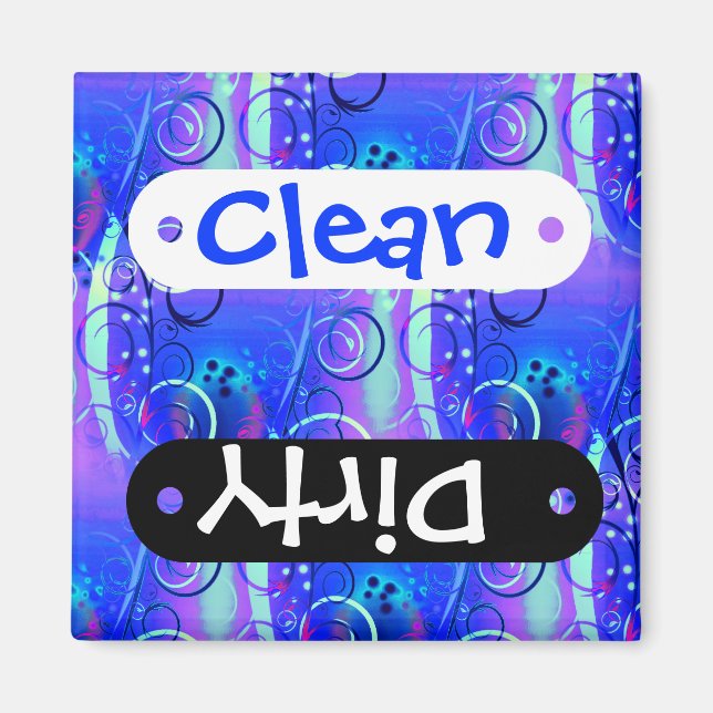 Abstract Floral Swirl Blue Purple Girly Gifts Magnet (Front)