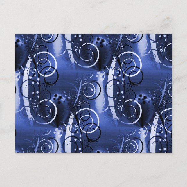 Abstract Floral Swirl Indigo Blue Girly Gifts Postcard (Front)