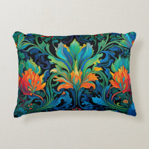 Abstract Floral Swirl Tapestry Bold Vivid Colorful Decorative Cushion