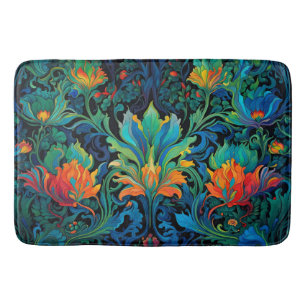 Abstract Floral Swirl Tapestry Bold Vivid Colourfu Bath Mat