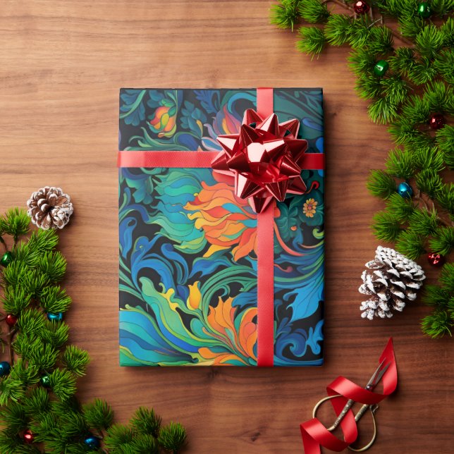 Abstract Floral Swirl Tapestry Bold Vivid Colourfu Wrapping Paper (Holiday Gift)
