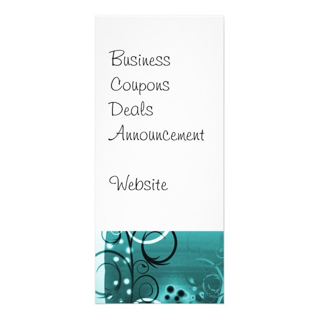 Abstract Floral Swirl Vines Aqua Blue Girly Gifts Rack Card (Front)