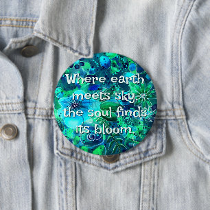 Abstract Floral Teal Blue Green Personalised 10 Cm Round Badge