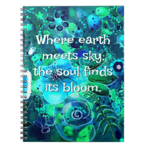 Abstract Floral Teal Blue Green Personalised Notebook