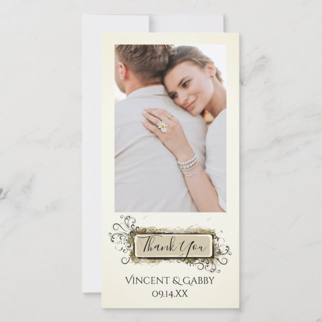 Abstract Floral Thank You Photo Card (Front)