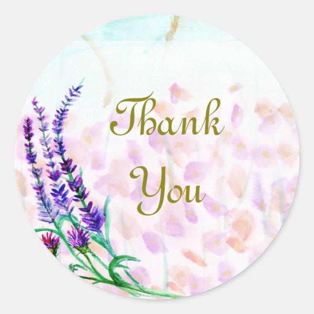Abstract Floral Thank You Sticker (Front)