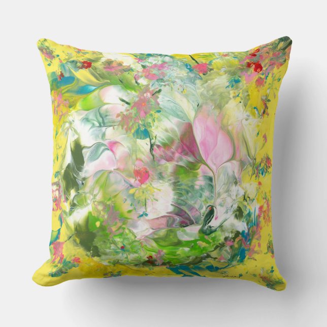 Abstract Floral Throw Pillow (Front)