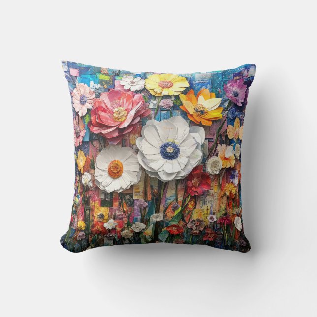 Abstract Floral Throw Pillow (Front)