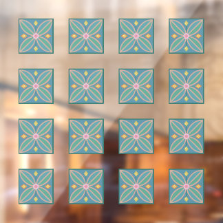 Abstract Floral tiled pattern Window Cling