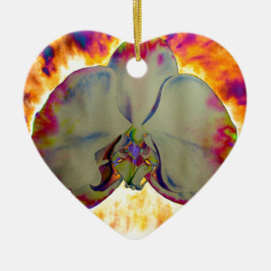 Abstract floral tropical orchid painting ceramic tree decoration