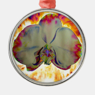 Abstract floral tropical orchid painting metal tree decoration