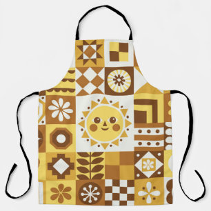 Abstract floral. Vintage Scandinavian and folk des Apron