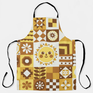 Abstract floral. Vintage Scandinavian and folk des Apron