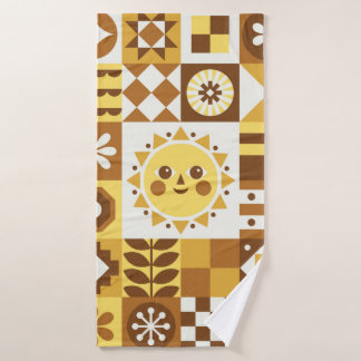 Abstract floral. Vintage Scandinavian and folk des Bath Towel