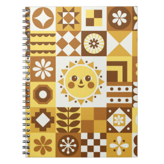 Abstract floral. Vintage Scandinavian and folk des Notebook